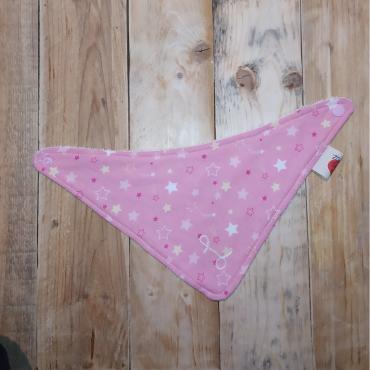 bandana lato cotone fantasia rosa con stelline e iniziale L ricamata